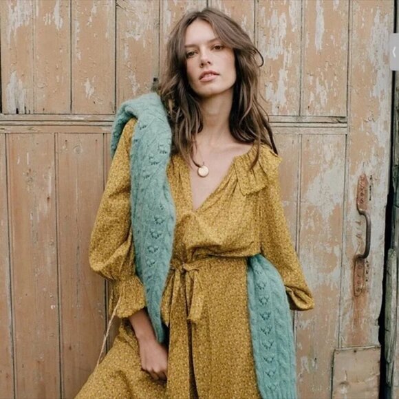 💕DOEN💕 Rory Dress ~ Peter Pan Collar Sunsoaked Foothills Floral Print XXS NWOT - Picture 7 of 16